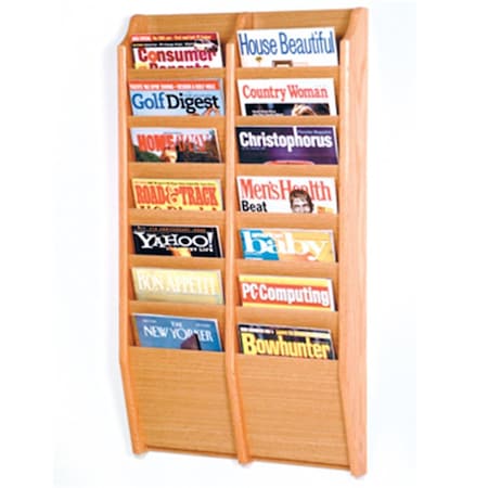 Wooden Mallet Cascade 14 Pocket Magazine Rack in Light Oak MR36-14LO